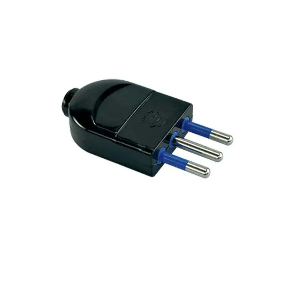 ENCHUFE MACHO LEXO 10A 2P+T NEGRO 1