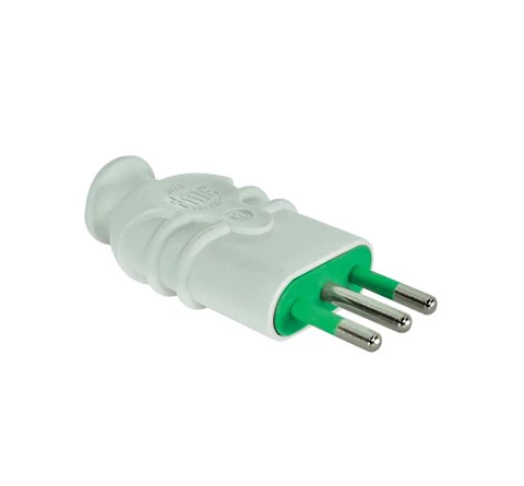 ENCHUFE MACHO FANTON 10A CON TIERRA BLANCO