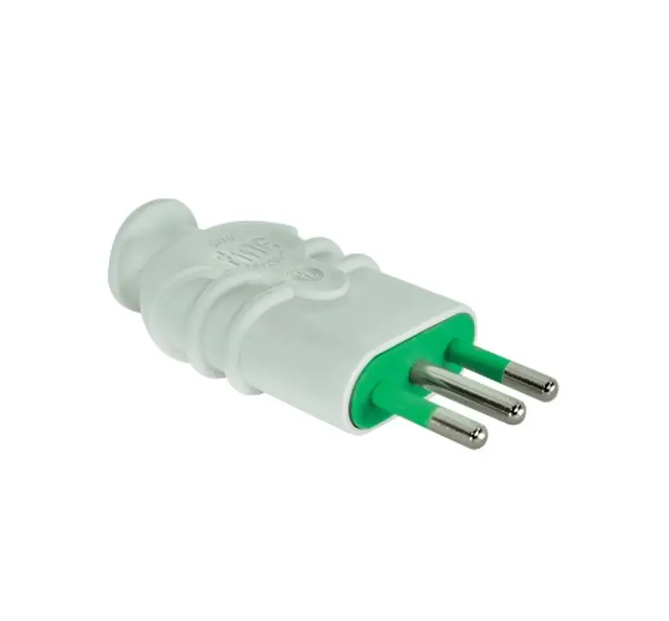 ENCHUFE MACHO FANTON 10A CON TIERRA BLANCO 1