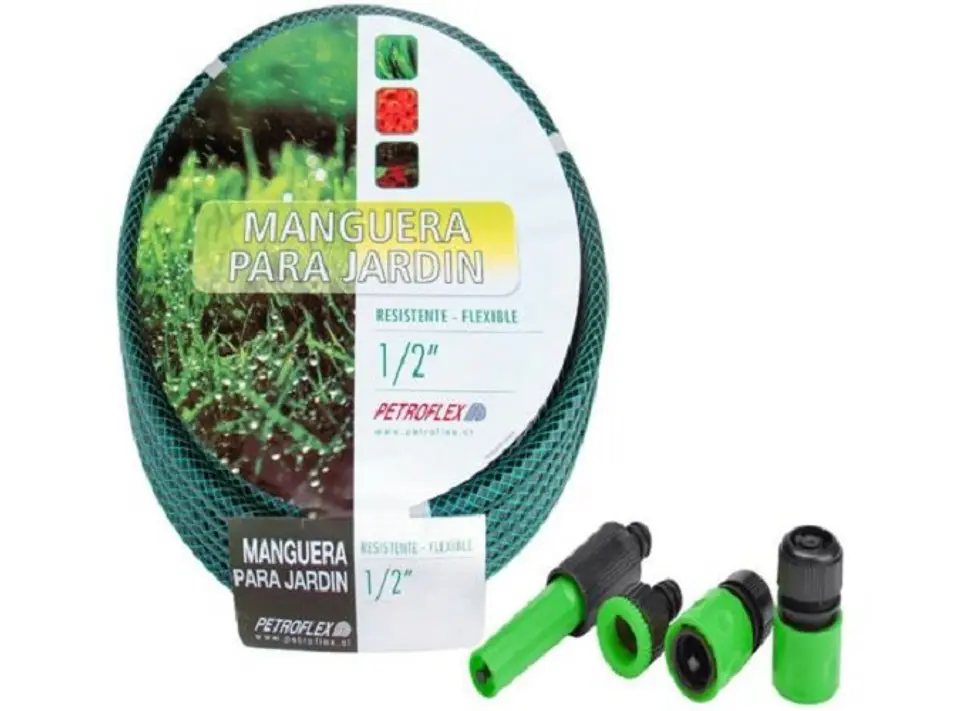 SET MANGUERA MALLAFLEX 1/2 X 20M CON ACCESORIOS 1