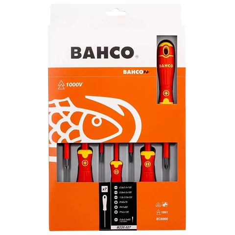 JUEGO ATORNILLADOR ELECTRICO BAHCO AISLADO 7 PIEZAS