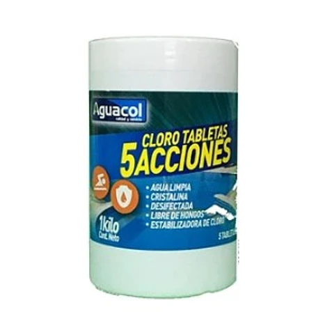 CLORO PISCINA AGUACOL TABLETA 5 ACCIONES 1KG