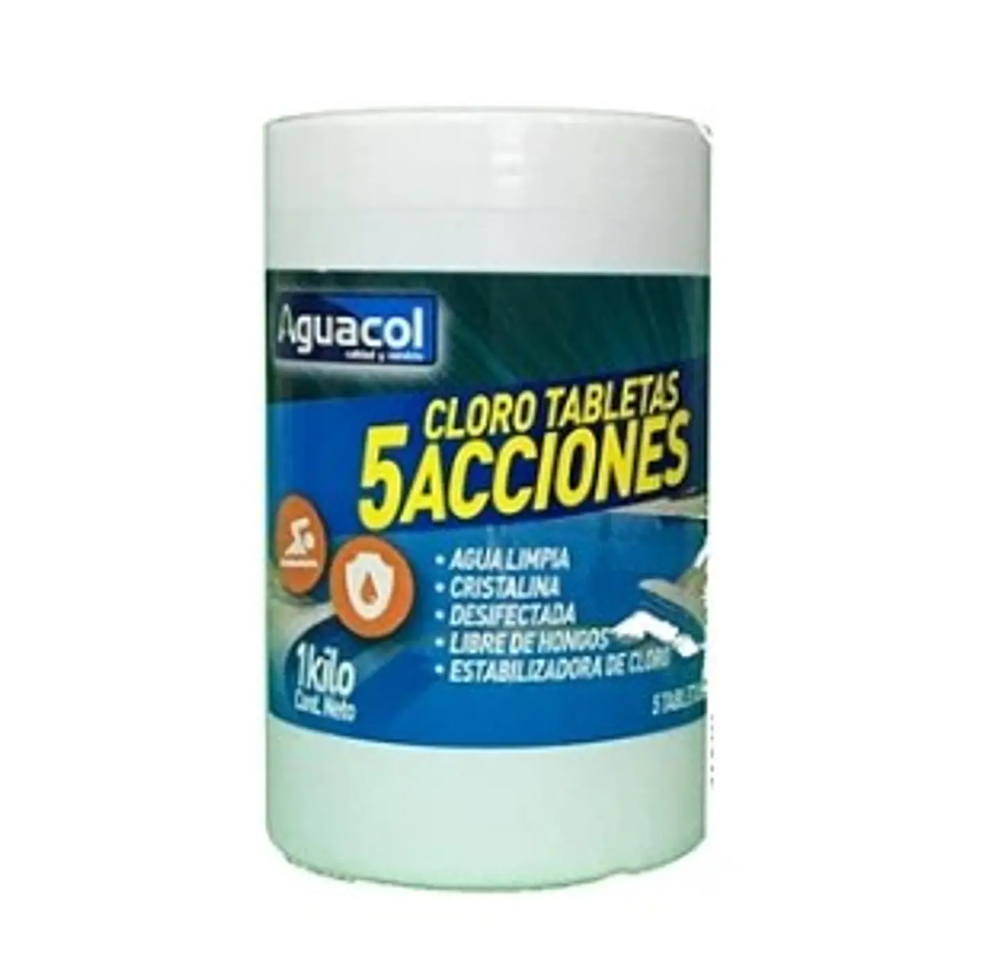 CLORO PISCINA AGUACOL TABLETA 5 ACCIONES 1KG 1