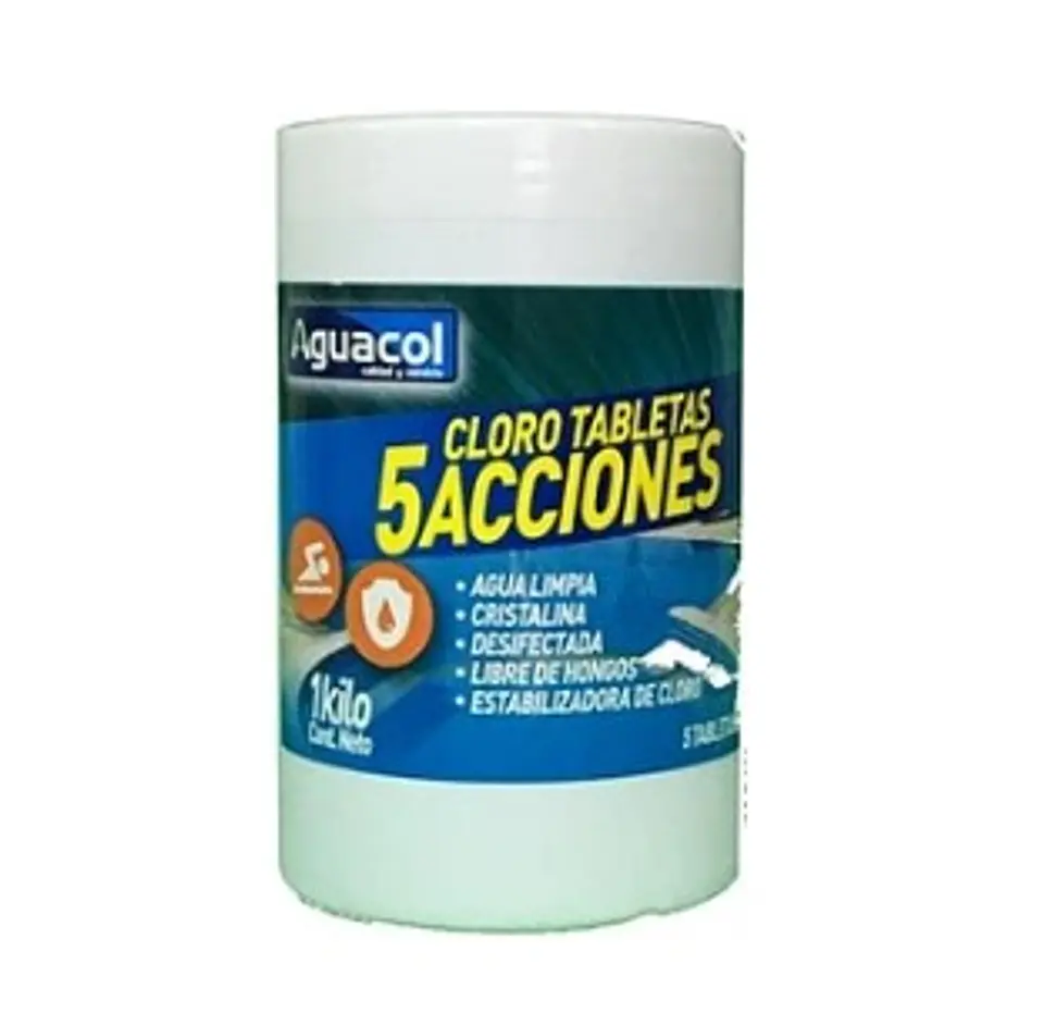 CLORO PISCINA AGUACOL TABLETA 5 ACCIONES 1KG 1
