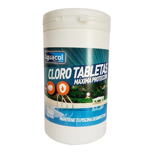 CLORO PISCINA TABLETAS 1KG AGUACOL MAXIMA PROTECCION