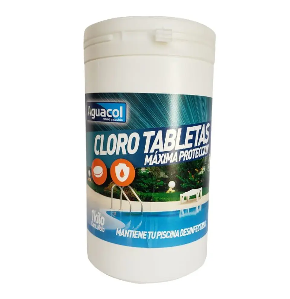 CLORO PISCINA TABLETAS 1KG AGUACOL MAXIMA PROTECCION 1