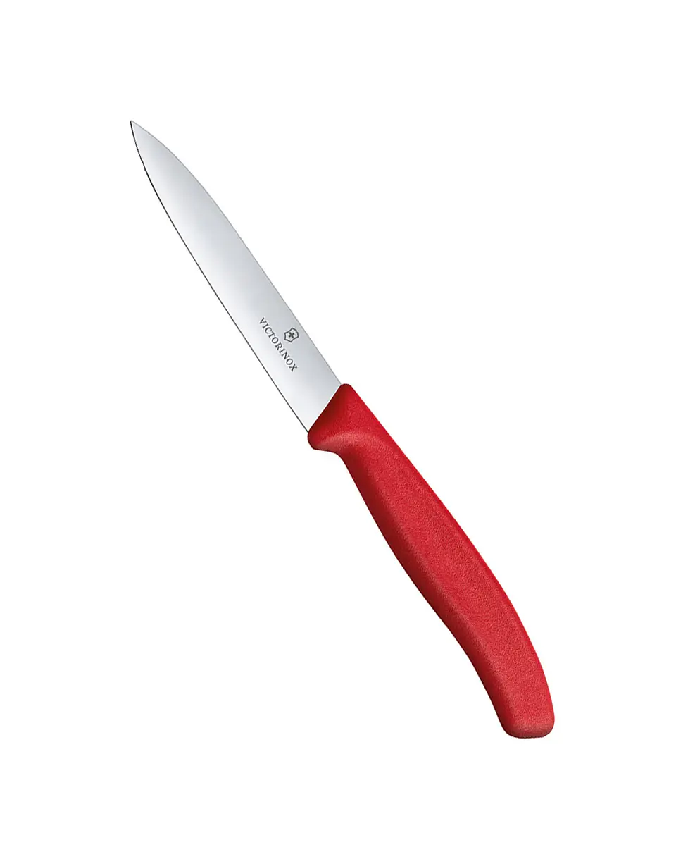 CUCHILLO VERDURA DENTADO PUNTIAGUDO 10CM ROJO 1