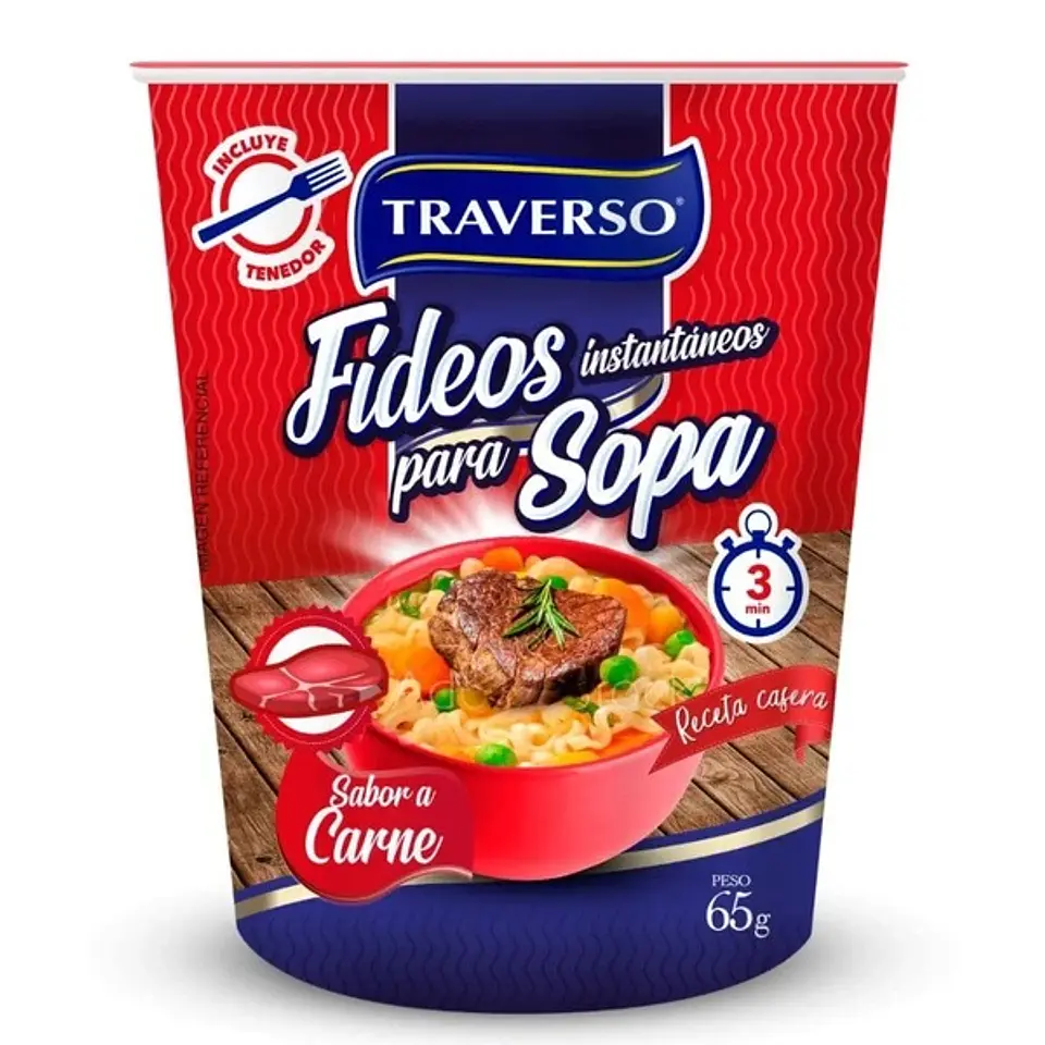 SOPA INSTANTANEA TRAVERSO POTE 65GR CARNE 1