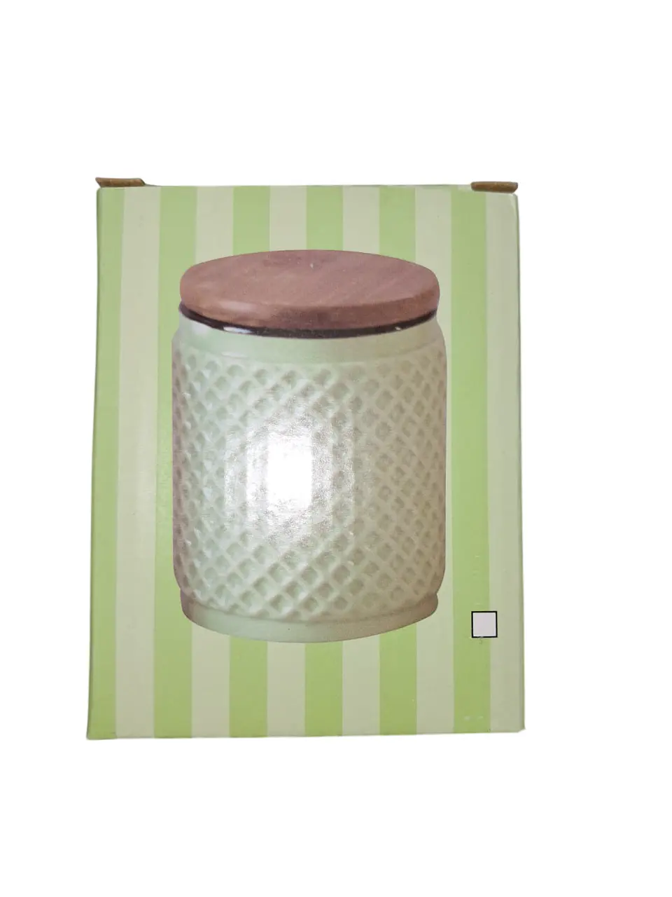 FRASCO CERAMICA CON TAPA DE MADERA 1