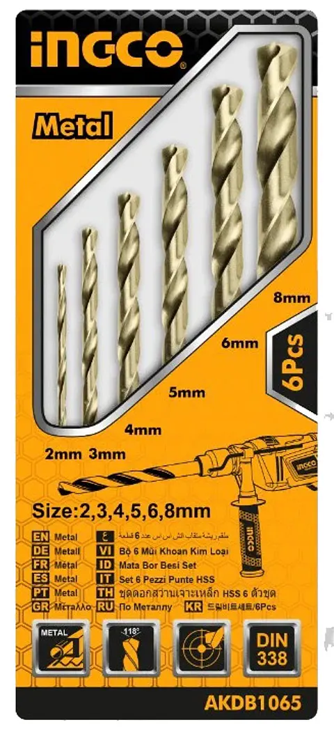 JUEGO BROCA HSS INGCO 2 A 8MM 6 PIEZAS