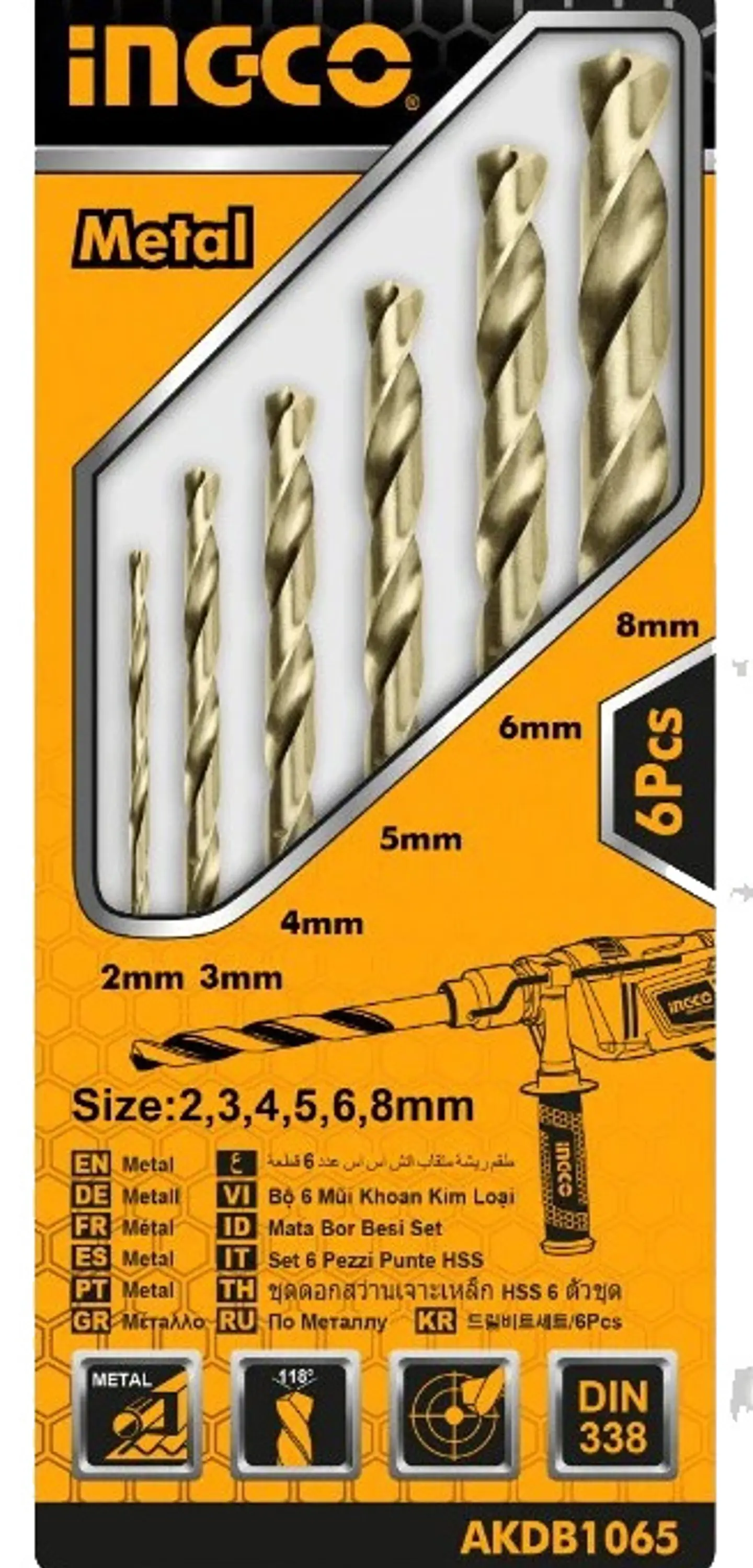JUEGO BROCA HSS INGCO 2 A 8MM 6 PIEZAS 1