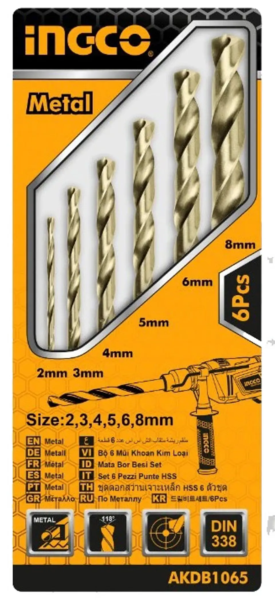 JUEGO BROCA HSS INGCO 2 A 8MM 6 PIEZAS 1