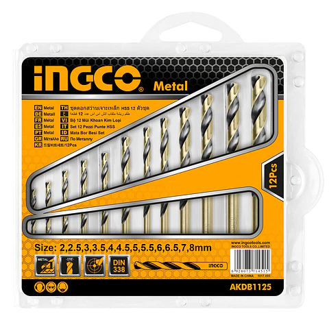 JUEGO BROCA HSS INGCO 2 A 8MM 12 PIEZAS