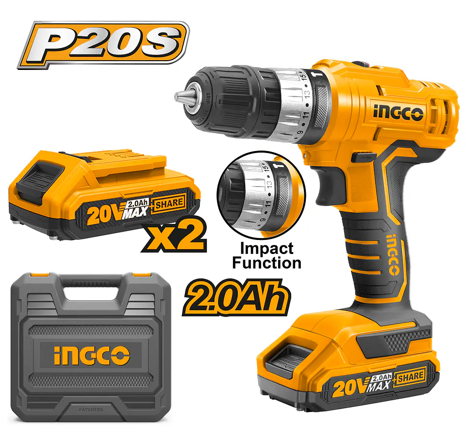 TALADRO INGCO INALAMBRICO IMPACTO 20V 1