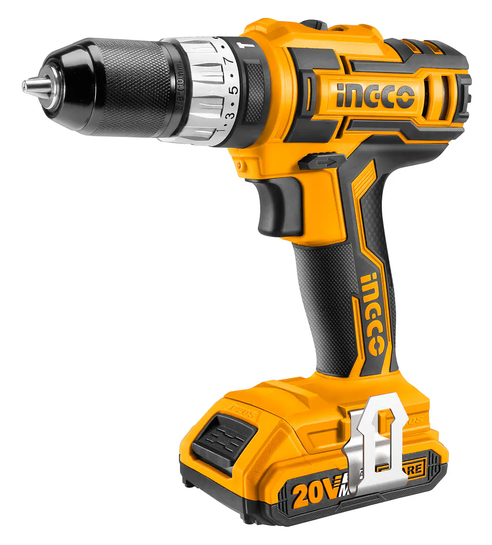 TALADRO ATORNILLADOR INGCO INALAMBRICO 20V CON ACCESORIOS 1