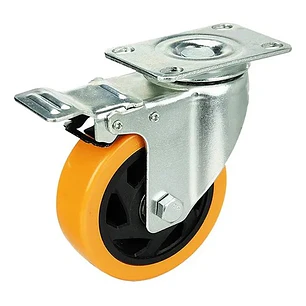 RUEDA GIRATORIA NARANJA CON FRENO 3