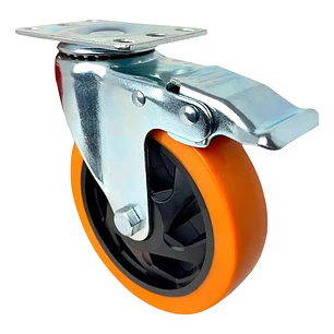 RUEDA GIRATORIA NARANJA CON FRENO 4