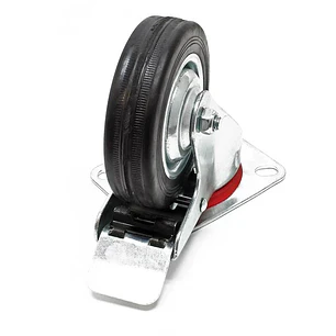 RUEDA GIRATORIA CON FRENO GOMA 100MM 4