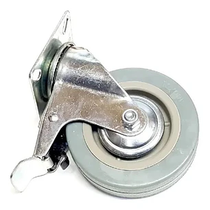 RUEDA GIRATORIA GOMA GRIS CON FRENO 2