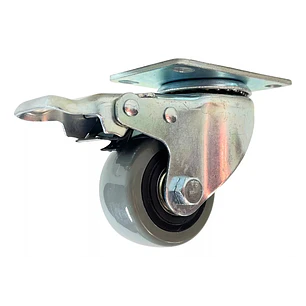 RUEDA GIRATORIA PVC GRIS CON FRENO 2.5