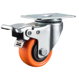 RUEDA GIRATORIA NARANJA CON FRENO 2