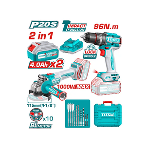 KIT TALADRO PERCUTOR 96 NM + ESMERIL 4,5