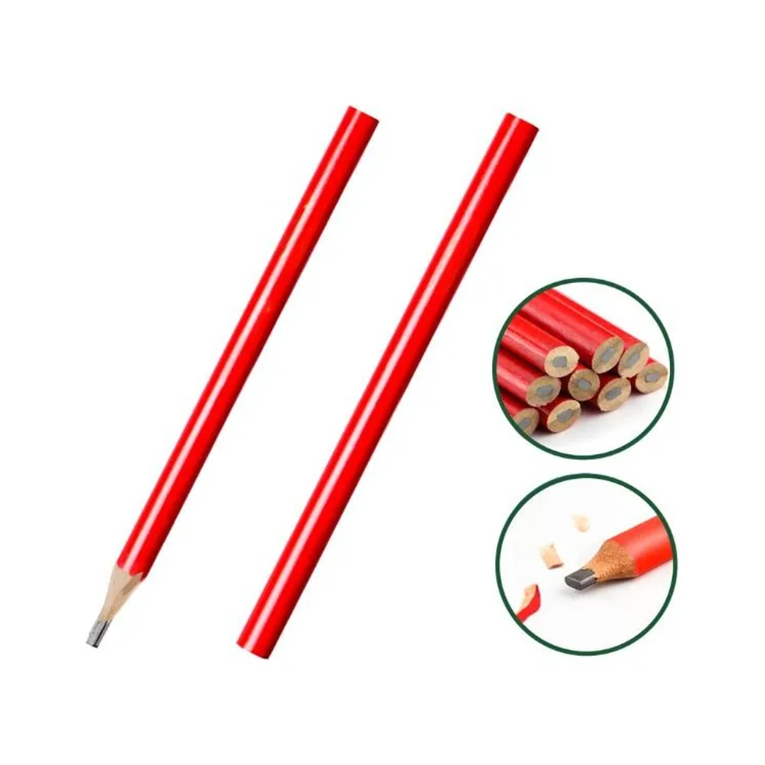 PACK 12 LAPICES CARPINTERO COLOR ROJO 1