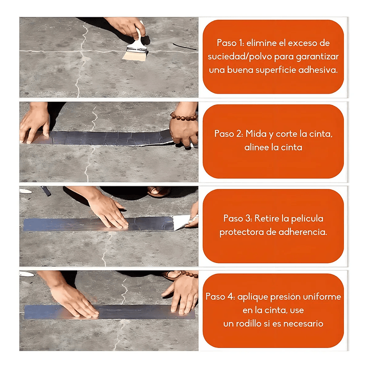 ADHESIVO CINTA TAPAGOTERA TECHO SELLADOR IMPERMEABLE 10 CM X 5 M 7