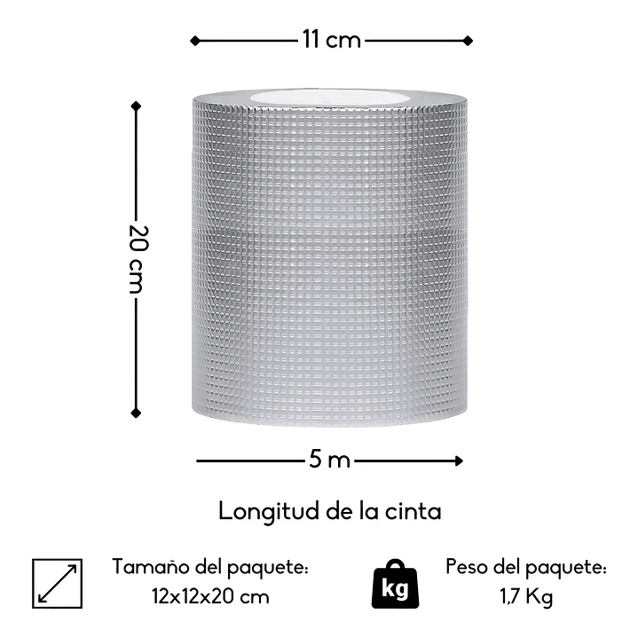 ADHESIVO CINTA TAPAGOTERA TECHO SELLADOR IMPERMEABLE 20 CM X 5 M 2