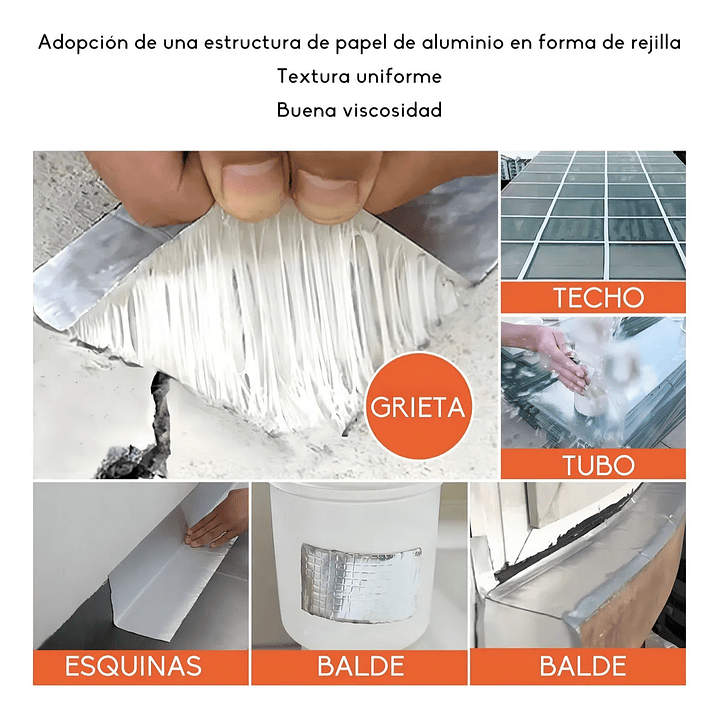 ADHESIVO CINTA TAPAGOTERA TECHO SELLADOR IMPERMEABLE 20 CM X 5 M 8