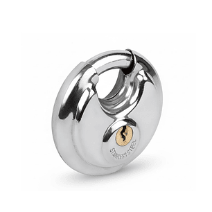 CANDADO REDONDO ANTICORTE ACERO INOX PLATEADO 304 80MM