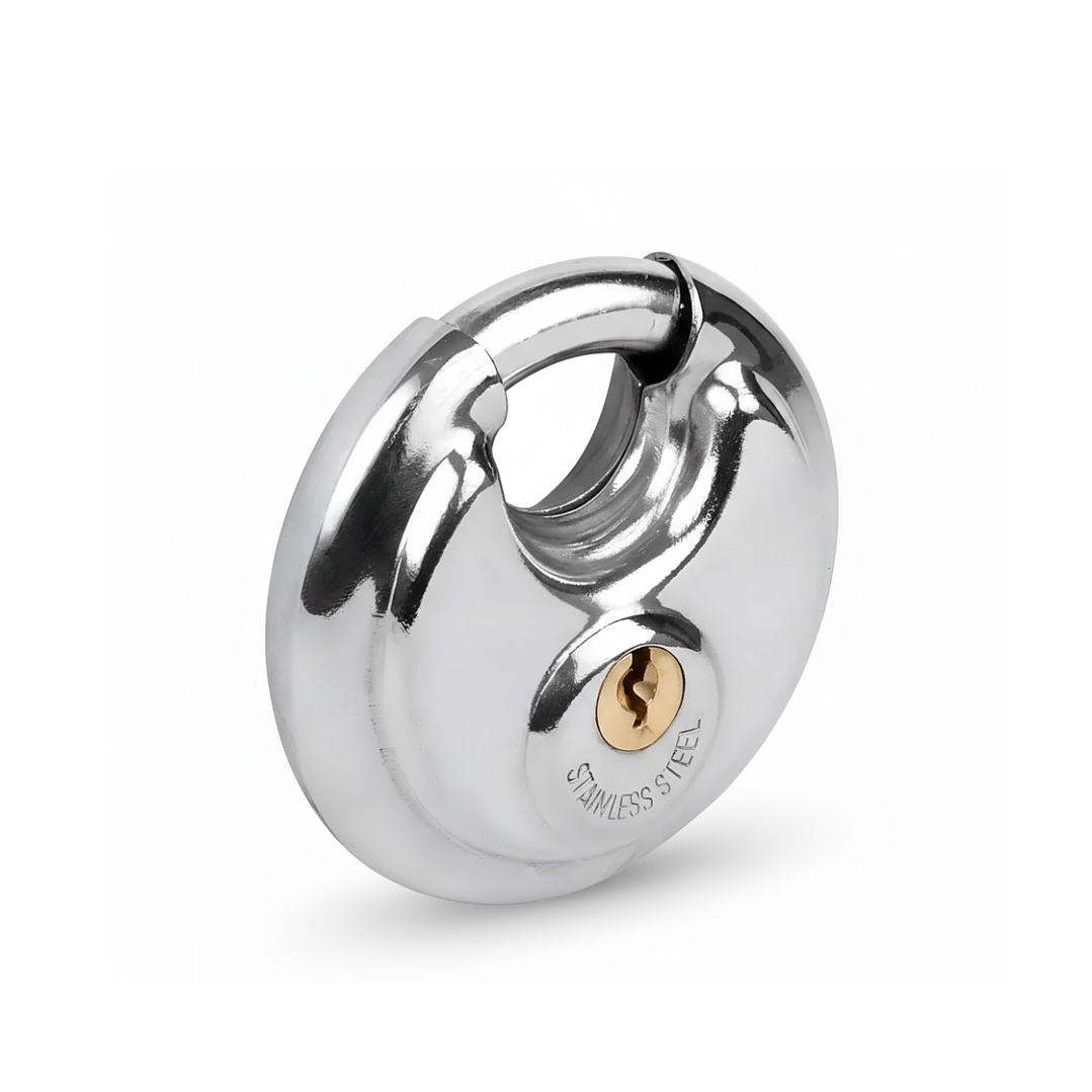 CANDADO REDONDO ANTICORTE ACERO INOX PLATEADO 304 70MM 1