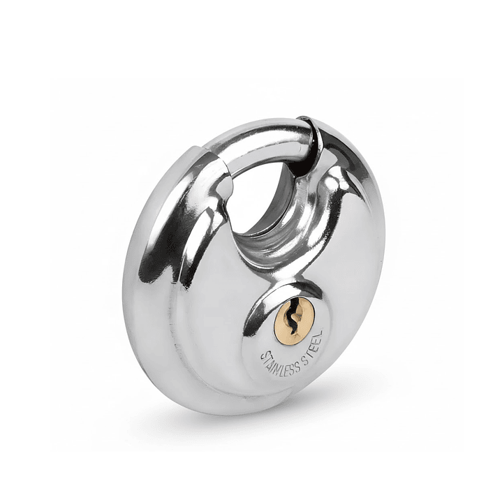 CANDADO REDONDO ANTICORTE ACERO INOX PLATEADO 304 70MM 1