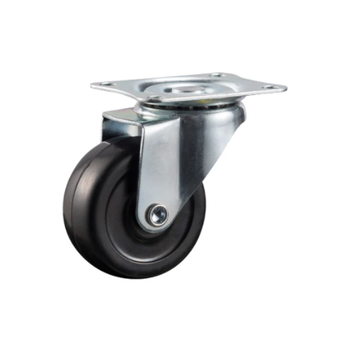 RUEDA GIRATORIA NEGRA CON PLACA 2