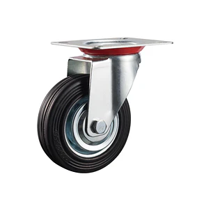 RUEDA GIRATORIA NEGRA CON PLACA 3