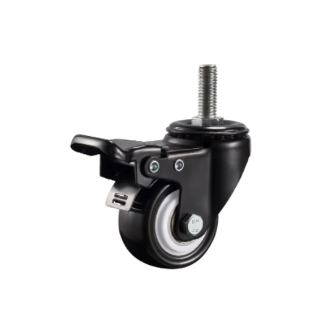 RUEDA GIRATORIA CON FRENO Y ESPIGA ROSCADA 1.5