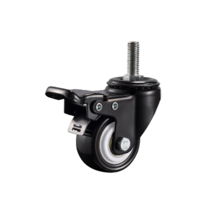 RUEDA GIRATORIA CON FRENO Y ESPIGA ROSCADA 1.5