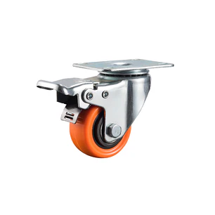 RUEDA GIRATORIA CON FRENO NARANJA PVC 50MM 2