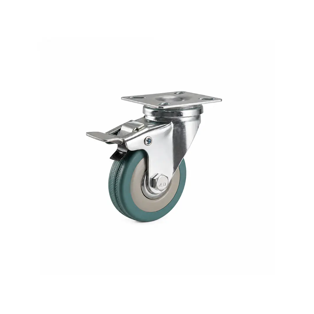 RUEDA GIRATORIA CON FRENO BASE PLACA 2