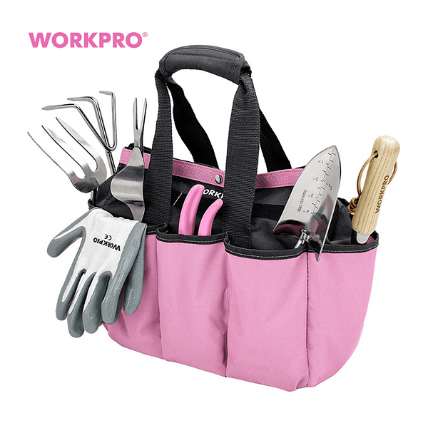 BOLSO JARDIN WORKPRO ROSADO 7 PIEZAS