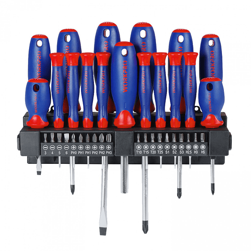 SET DE DESATORNILLADORES CON EXPOSITOR 37 PZAS