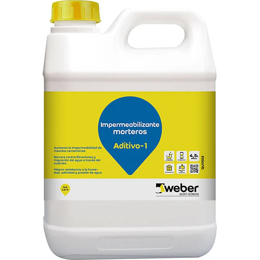 IMPERMEABILIZANTE MORTEROS ADITIVO -1 WEBER 4.5LT