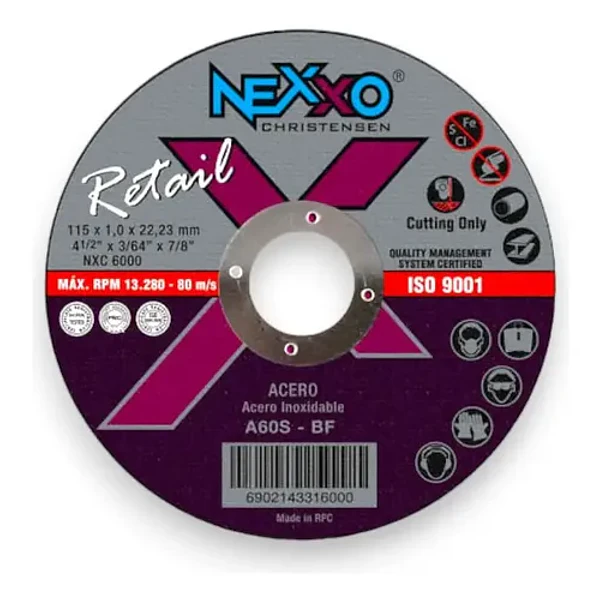 DISCO DE CORTE FINO NEXXO 4 1/2"X1,0MM X 10