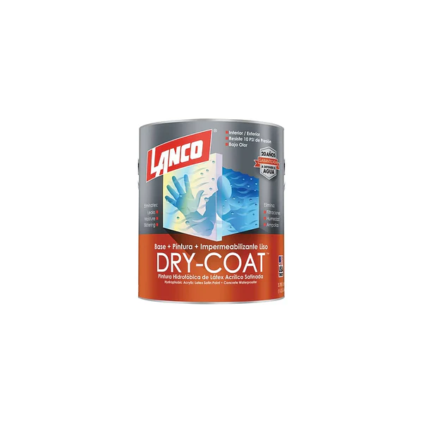 ESMALTE AL AGUA LANCO DRY COAT BLANCO B/PASTEL 1GL