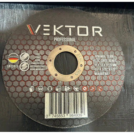 DISCO DE CORTE FINO 4 1/2 X 1.0MM VEKTOR 1 UNI