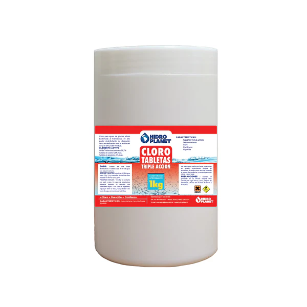 CLORO TABLETAS TRIPLE ACCION HIDROPLANET 1KG