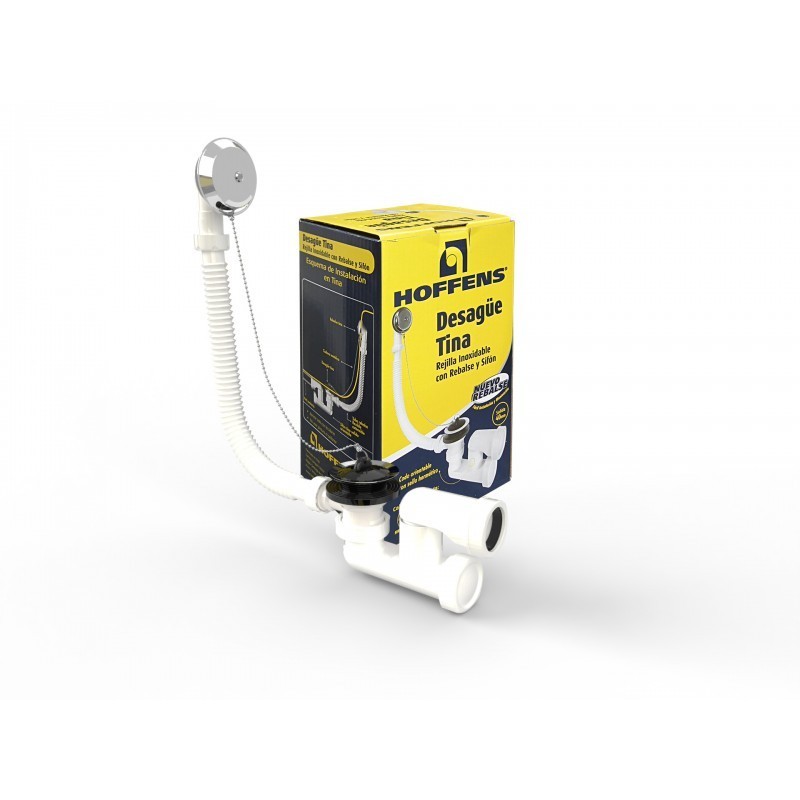 Desagüe Tina 1 1/2 con Rebalse y Sifón orientable 1