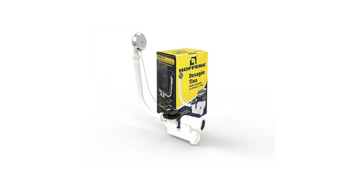 Desagüe Tina 1 1/2 con Rebalse y Sifón orientable