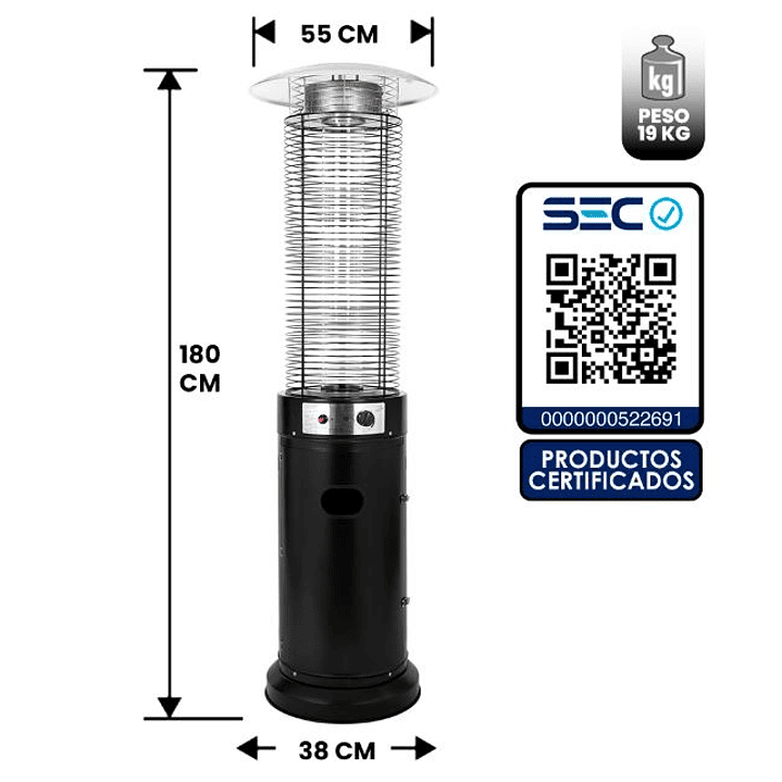 Estufa de Patio Exterior Cilindro 13 Kw FSD-E 2