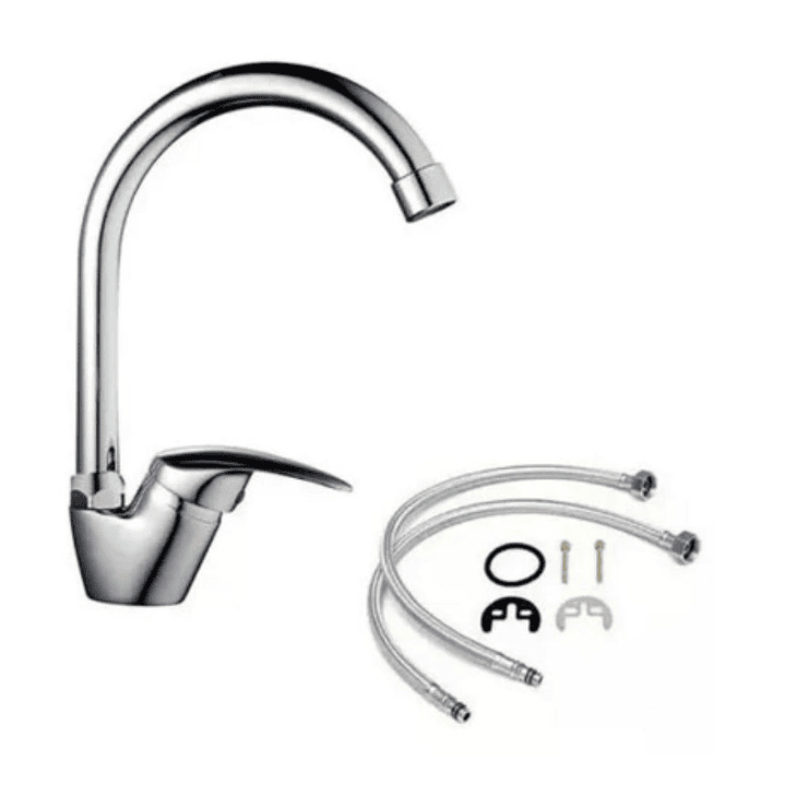 Llave Monomando Lavaplatos Vertical Con Flexibles Aqua Rame 1